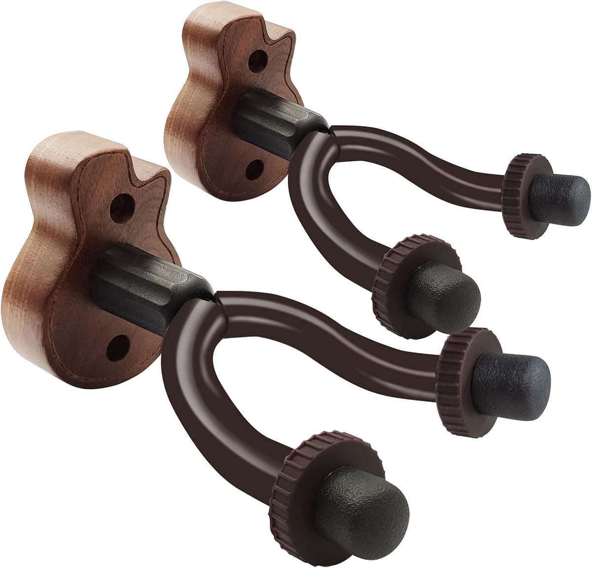 TTCR-II 2Packs Gitaar Wandmontage Hanger Haak, Houten Gitaar Stand Wandhangers Gitaar Haken Muurbeugel Houder voor Akoestische Elektrische Klassieke Basgitaar Mandolines Viool Ukulele Muurbevestiging