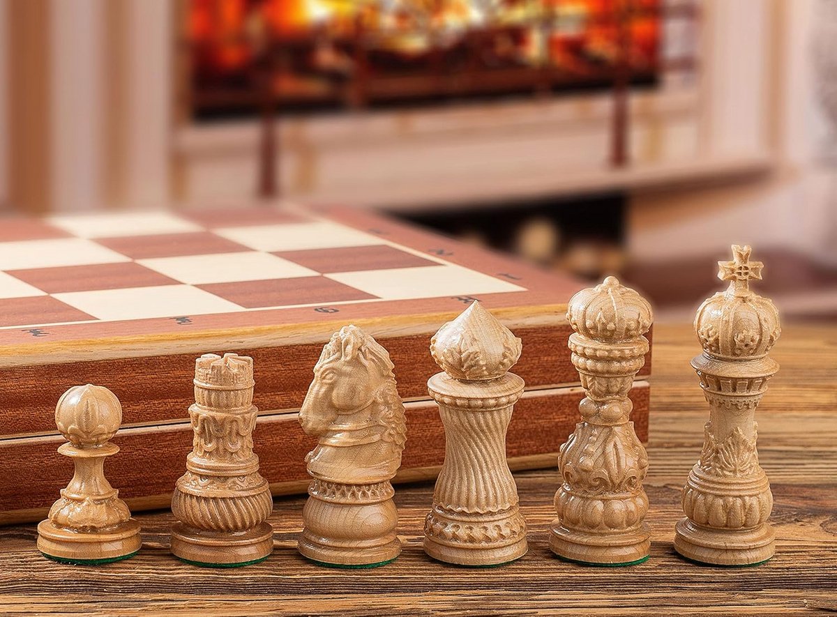 Master of Chess Wooden Chess Board with Pieces 60cm - Handmade and Portable Large Chess Set for Kids and Adults — cadeau in Spellen & Speelgoed - foto 4