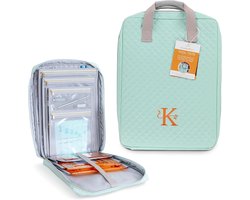 Kimberbell Tool Tote - Borduurtas voor quilten benodigdheden, borduurwerk organizer voor heldere blauwe tegels, oranje pop linialen en naaien benodigdheden, chique ambachtelijke reistas, ambachtelijke