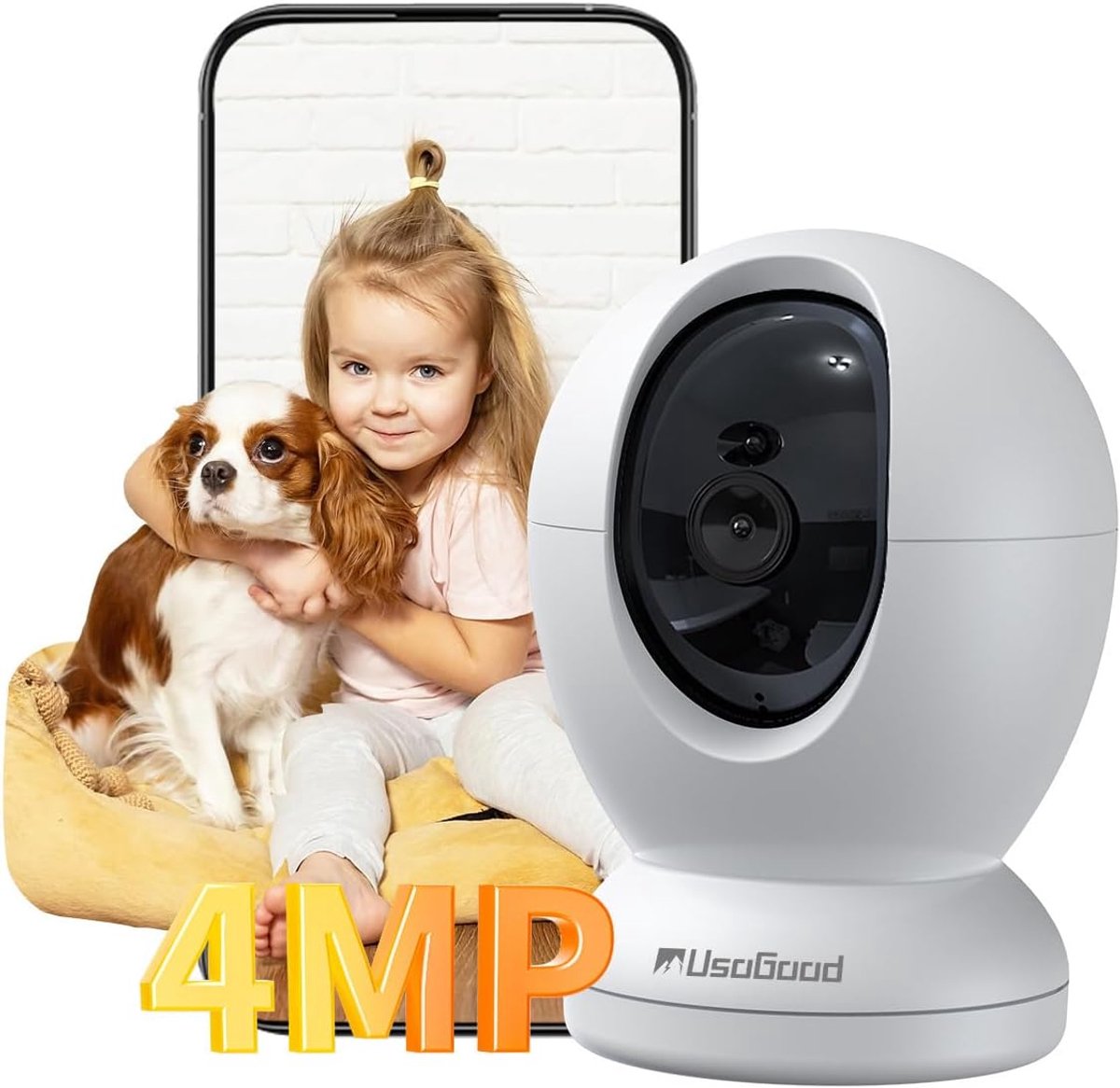 4 MP Wifi Binnencamera met Nachtzicht en Bewegingsdetectie voor Kinderen en Dieren