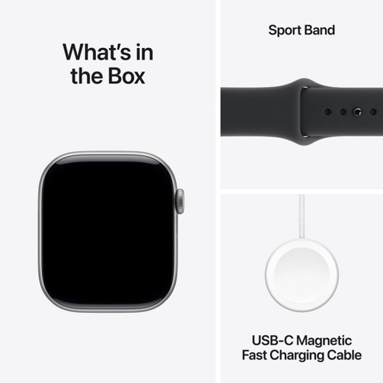 Apple Watch S11 Cellular 46mm Space Grey Aluminium Case with Black Sport Band - M/L