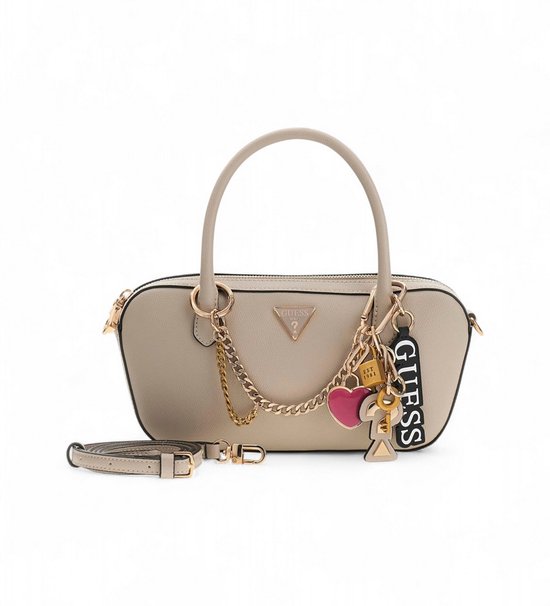 GUESS handtas schoudertas Davina Satchel Light Taupe beige