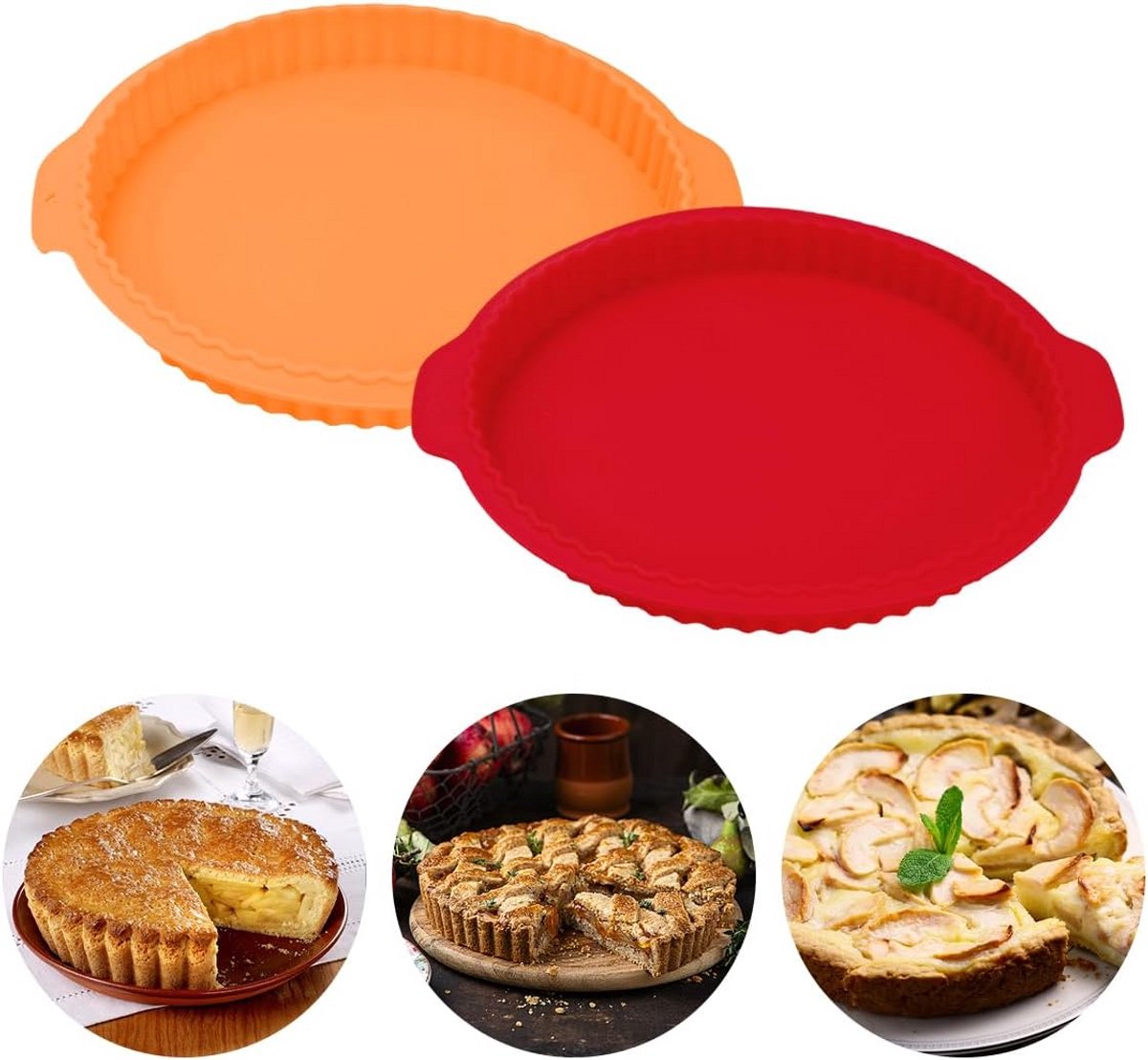 Set van 2 Siliconen Taartvormen Rond - Geschikt voor Taart, Quiche en Pizza - 28 cm