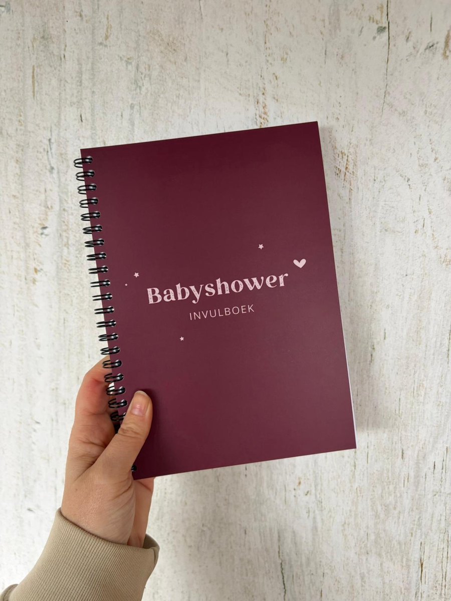Babyshower boek | invulboek | bordeaux | bordeauxrood | burgundy | hartje