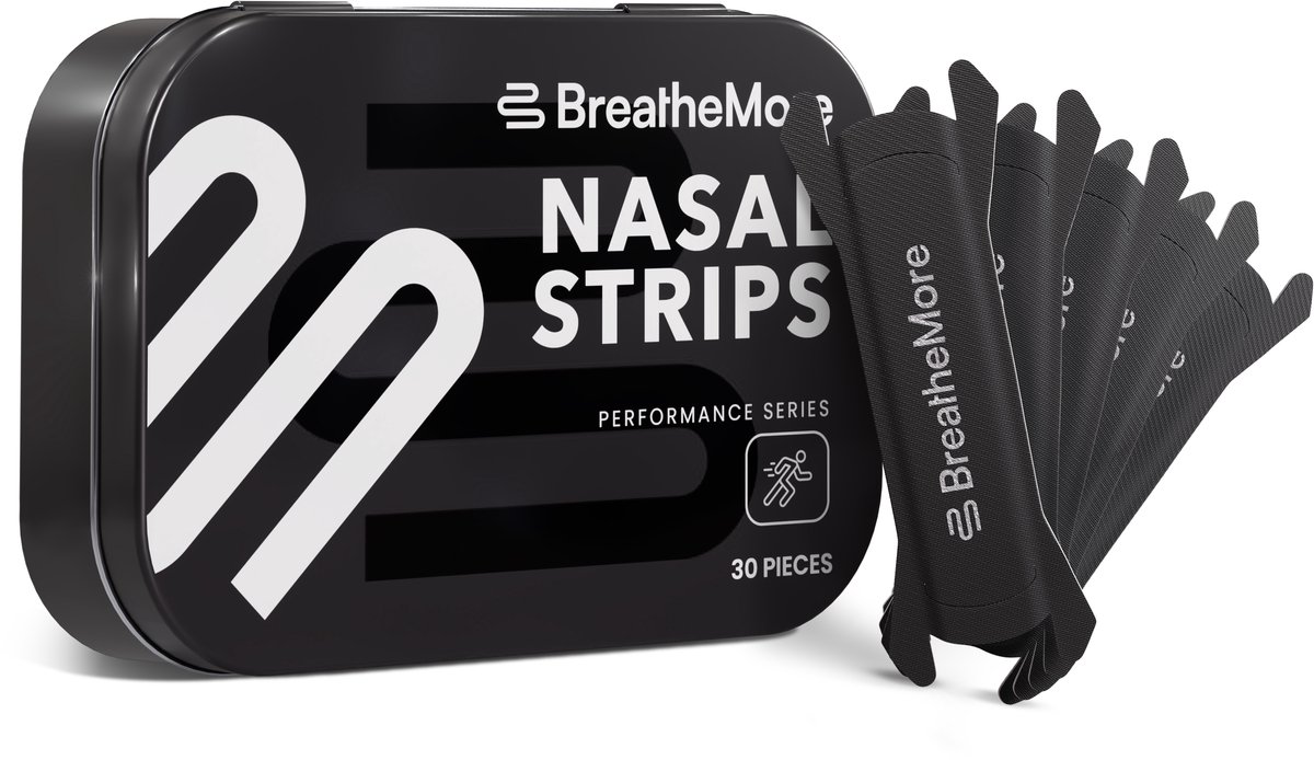 BreatheMore® Neusstrips - The Performance Series - Travel Box - Zwart - 30 stuks
