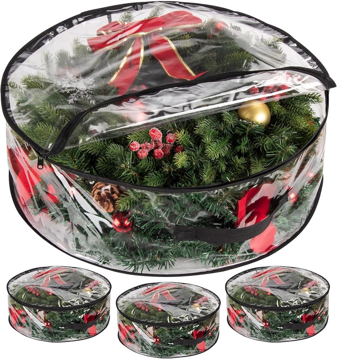 3-Pack Transparante Opbergzakken voor Kerstkransen en Slingers