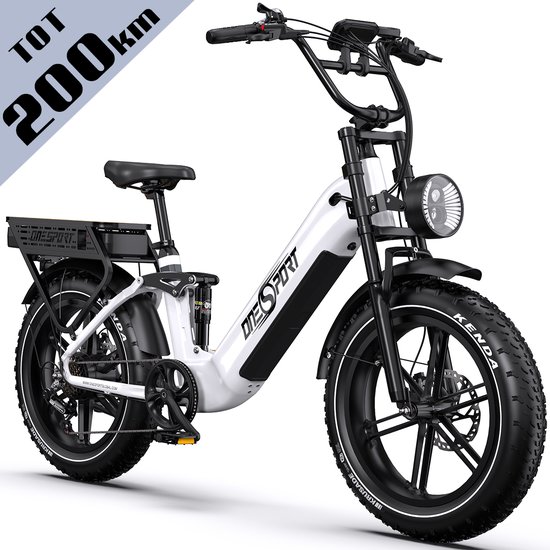 Elektrische fiets OneSport OT08PRO 250W, 200 km bereik, uitneembare accu, fatbike 20×4.0″, Shimano 7-speed, schijfremmen