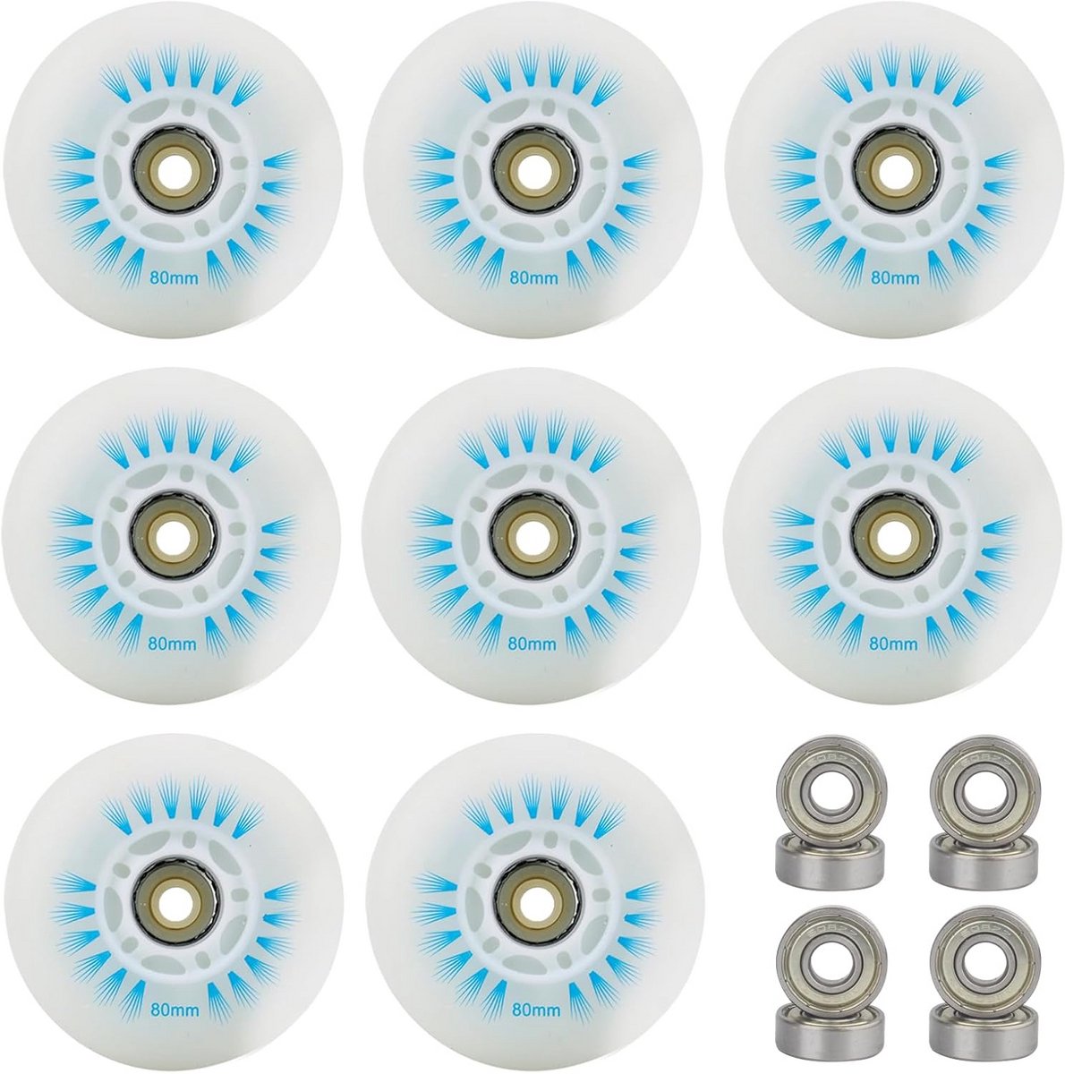 Set van 8 Inline Skate Wielen 76mm - Universele Vervangingswielen voor Skeelers en Steps