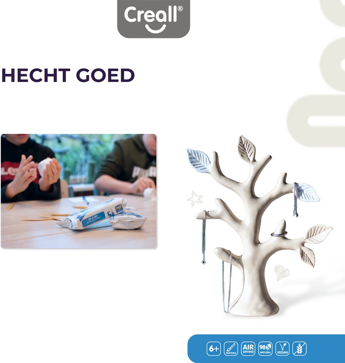 Creall Do & Dry | Luchtdrogende klei kleur Wit | 1 x 1000g | Made in Holland | Zacht en klaar voor gebruik | Made in Holland | Knutselwerk kinderen, school, hobby, DIY en creatieve projecten — afbeelding 10