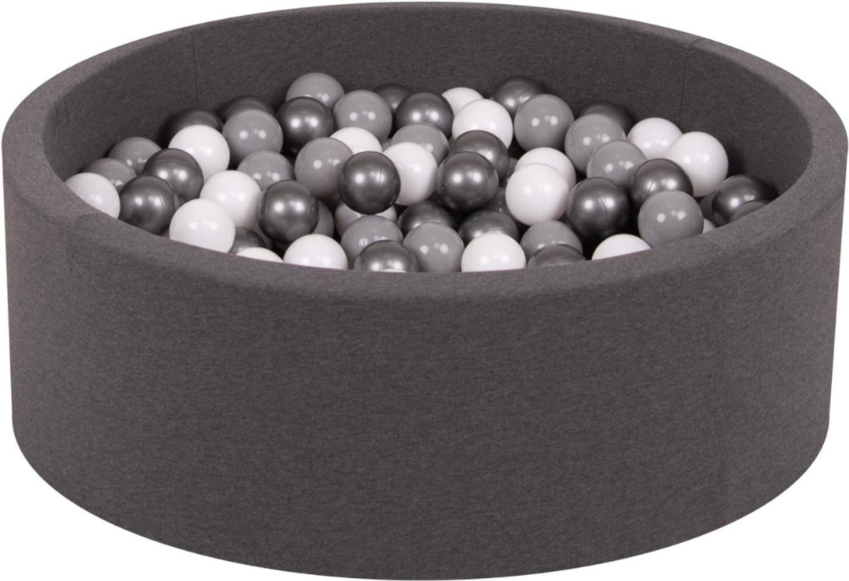 DVDSS® Speelset kinderen - Schuim ballenbak - 90X30cm - 200 Ballen - Grijs/Zilver