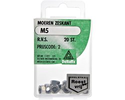 Deltafix. MOEREN ZESKANT M5   R.V.S. 20 Stuks. Moer. roest vrij staal