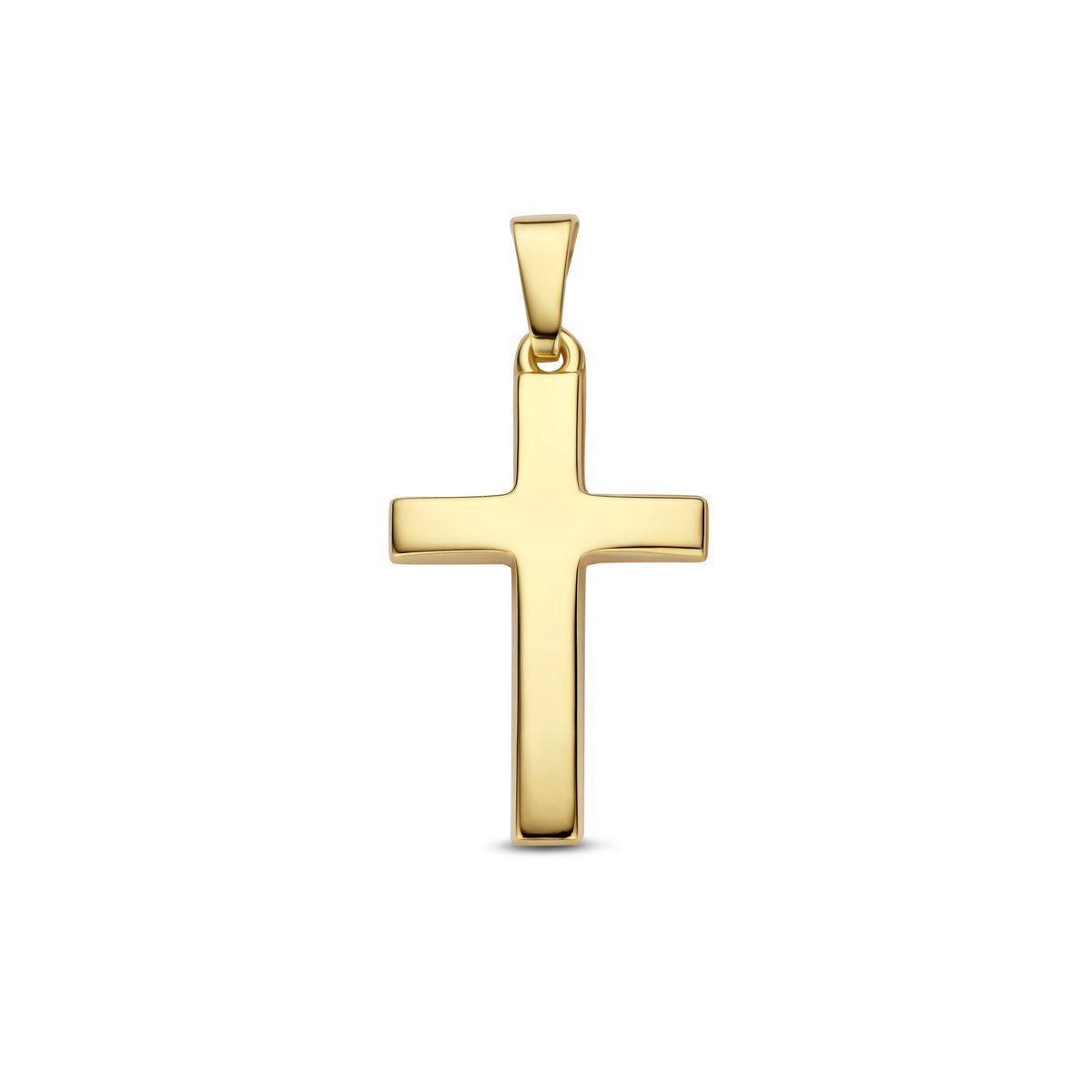 9NBG-0999 - New Bling - Holle kruis hanger gepolijst - 14kt geelgoud - 25.7 x 12.71 mm