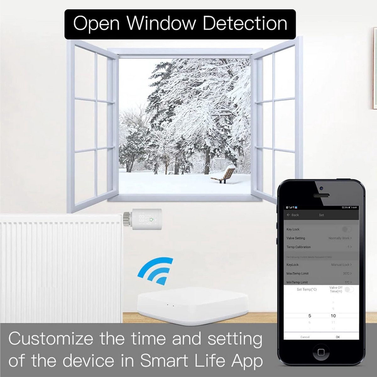 4 Stuks Slimme Thermostaatkraan TRV - Zigbee 3.0 Radiator Regelaar met App & Spraakbesturing