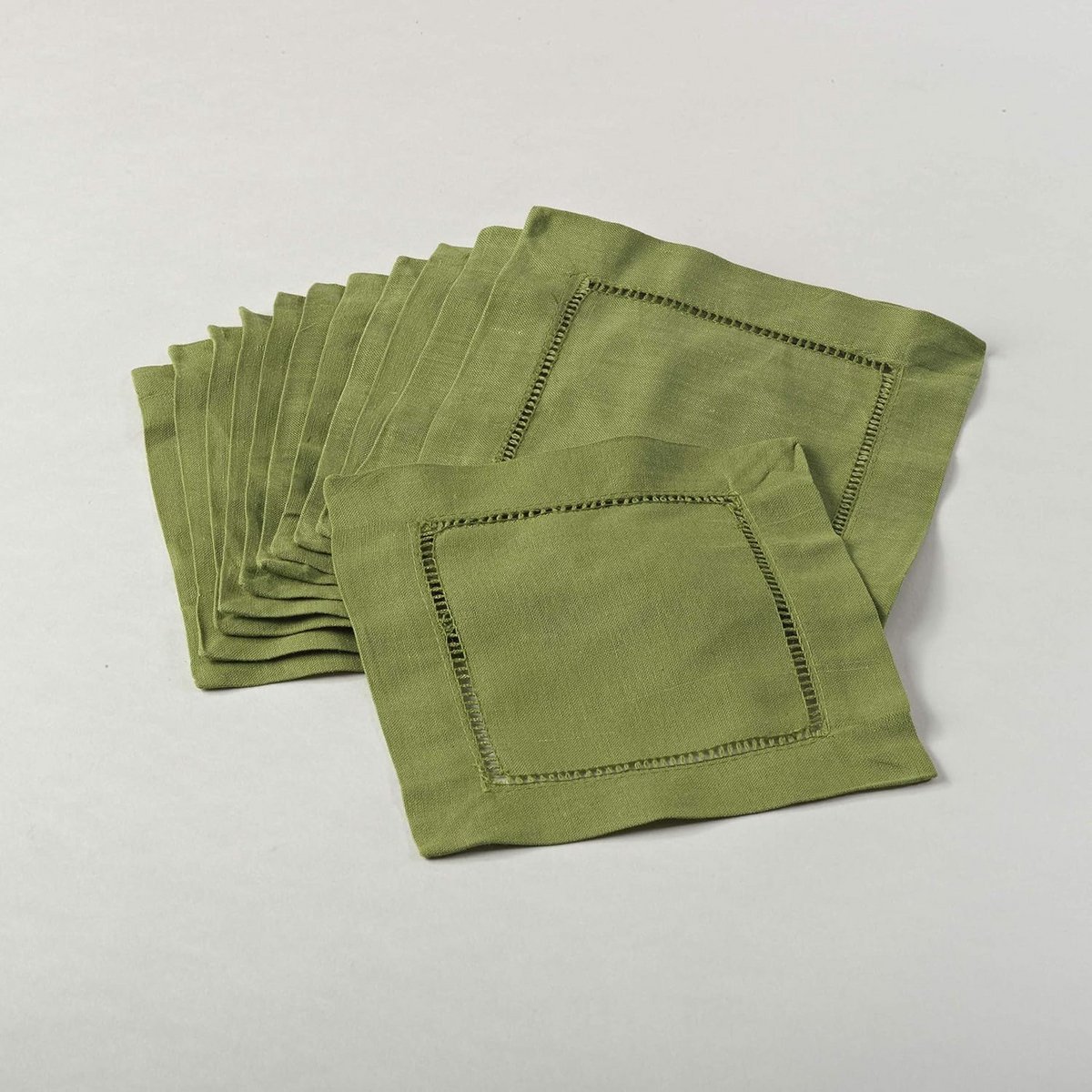 Set van 12 Linnen Katoen Cocktail Servetten 15x15 cm Kiwi