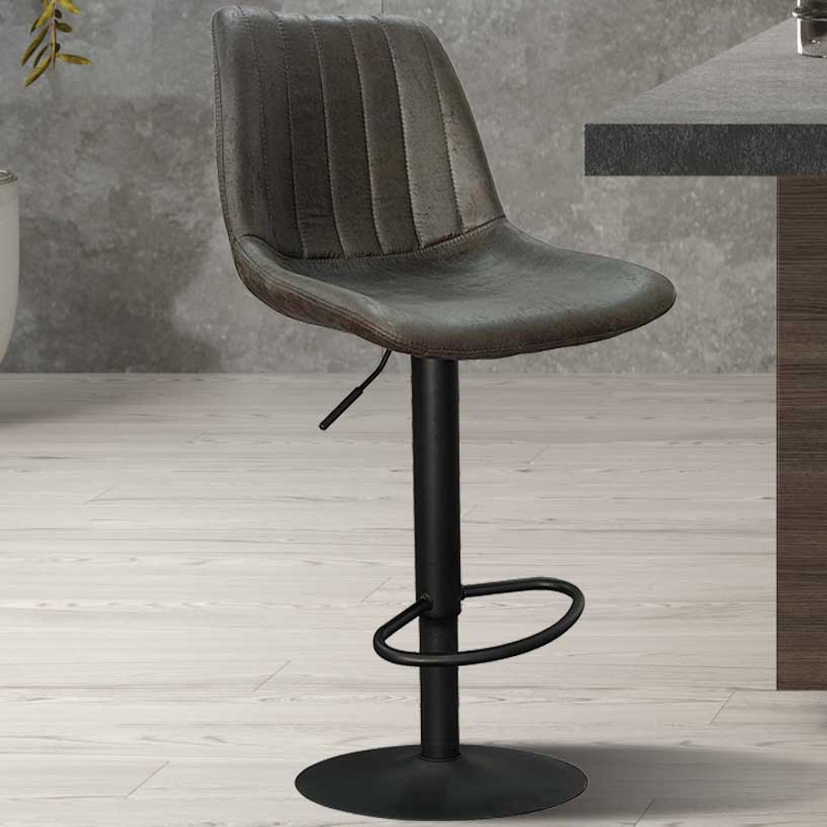 Barstoel Barcelona Donkerbruin – Rousseau – Verstelbare Zithoogte 59-80 cm – Draaibaar – PU Kunstleer bruin