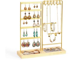 foto van YONO Sieradenhouder - Sieradenrekje - Organizer voor Oorbellen - Kettingen - Armbanden - Rekje - Opbergen - Goud