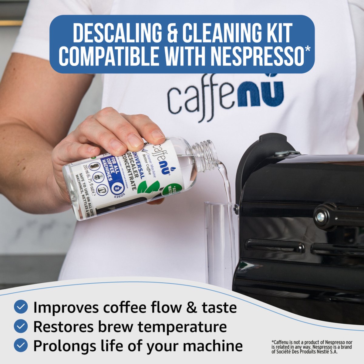 Caffenu Onderhoudsset Koffiemachine Reiniger & Ontkalker voor Nespresso Original - 2x Ontkalker + 4 Reinigingscups - Ontkalkingsset - Zorgt voor Warmere Koffie, Betere Smaak en Langere Levensduur Koffiezetapparaat thumbnail 3