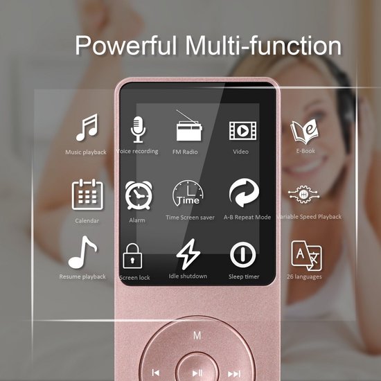 HiFi MP3-speler Met 2,4 Inch HD-scherm, Bluetooth 5.3, 16GB Geheugen, Lossless Geluid Voor Onderweg