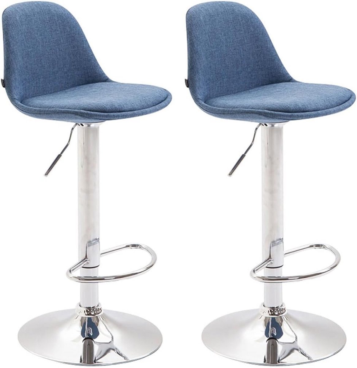Set van 2 Verstelbare Barkrukken Blauw Stof - Comfortabele Zithoogte