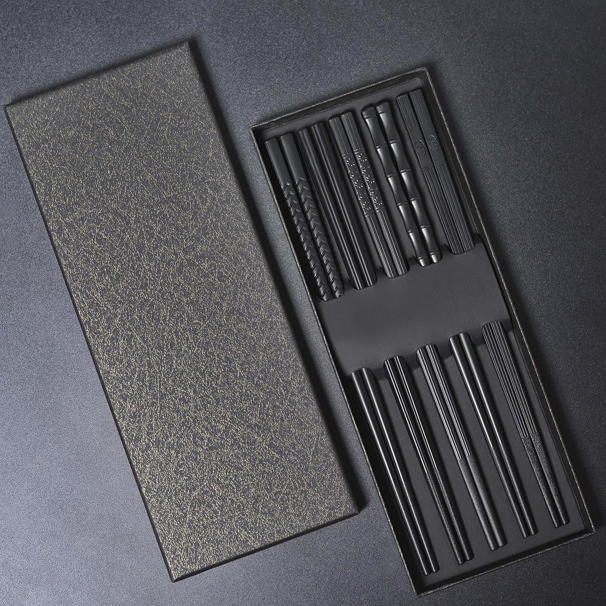 5 Paar Herbruikbare Eetstokjes Glasvezel - Vaatwasserbestendig - Klassiek Japans Model