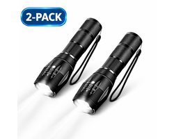 LED Zaklamp 2 Stuks – Krachtige Militaire Zaklamp – IP65 Waterdicht – Werkt op Batterijen – Camping – Noodpakket - Zaklamp