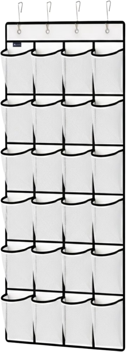 Schoenenkast Hangend - Schoenenzak 24 vakken - Opbergen van Schoenen aan Deur - Schoenenzak Wit - Oplossing voor rondslingerende schoenen - Hoogwaardige Schoenenkast