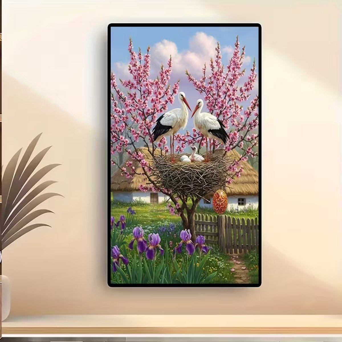 diamond painting Ooievaars bij het nest jongen 30 x 40 cm