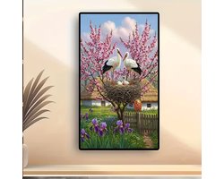 diamond painting Ooievaars bij het nest jongen 30 x 40 cm
