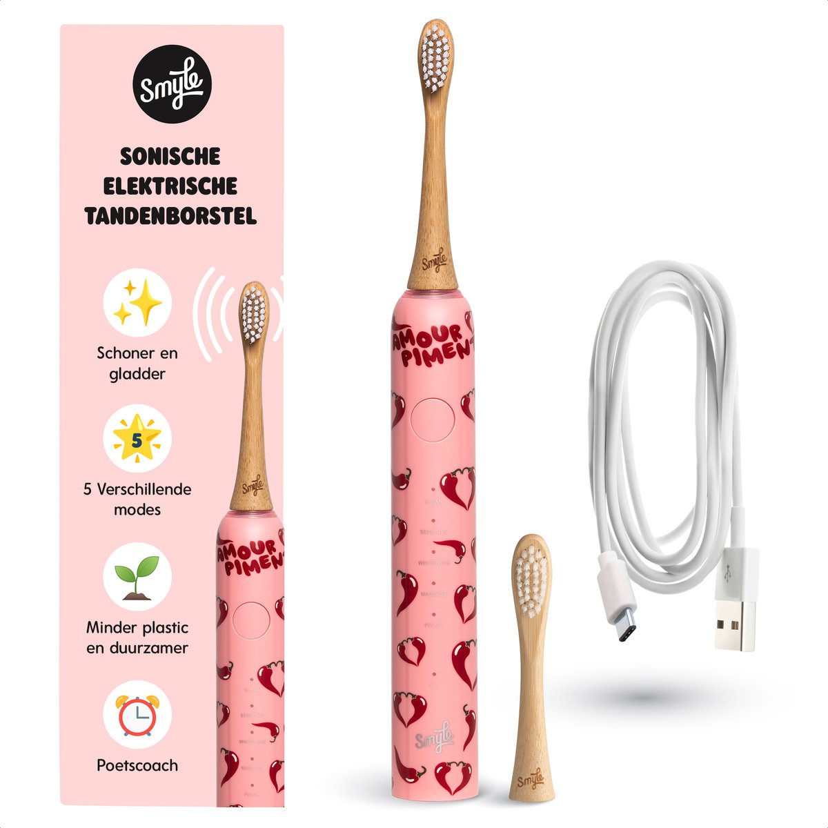 Smyle Sonische Elektrische Tandenborstel met USB-C Oplader - Smyle - €75,95