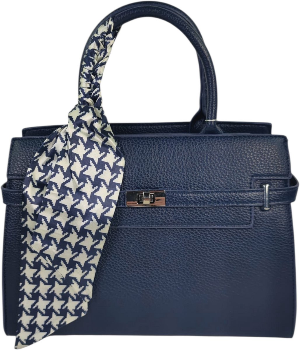 L'aphrodite - handtas met strik - lange draagriem - blauw
