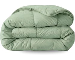 Zelesta Pure Uni Natural Green 240x200 - Katoenen dekbed zonder overtrek - Wasbaar dekbed - Hoesloos dekbed - 2 in 1 Dekbed met vaste overtrek