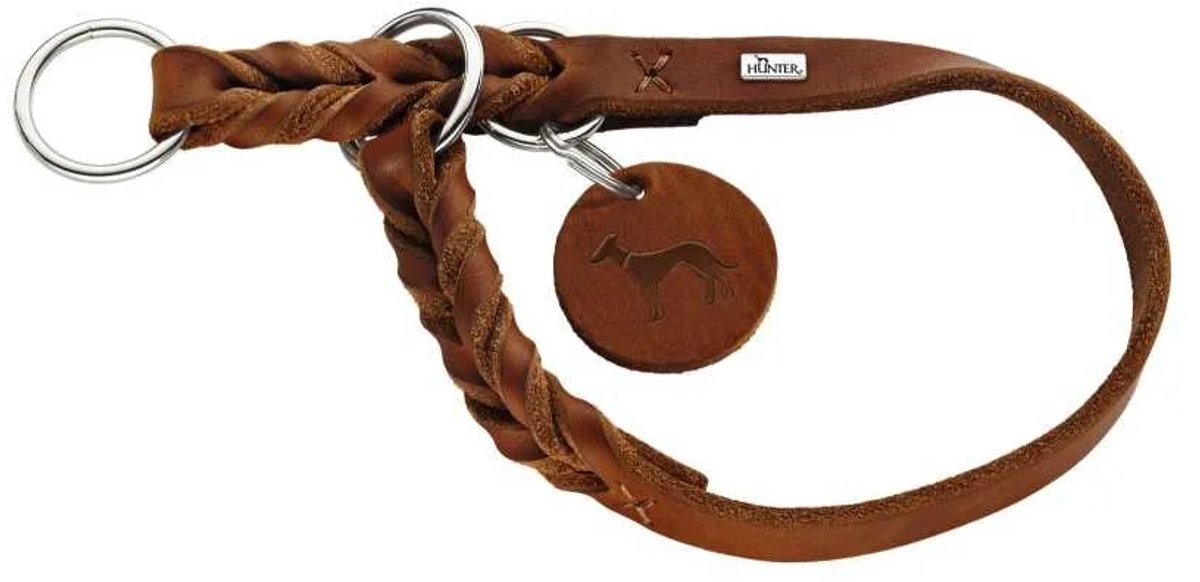 Hunter Retrieverhalsband Solid Education Cognac Maat S-M