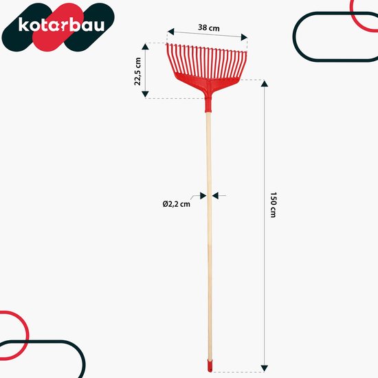 KOTARBAU Hark Met Bladeren, Plastic 38 cm, Houten Steel, Extra-Click van KOTARBAU — afbeelding 2