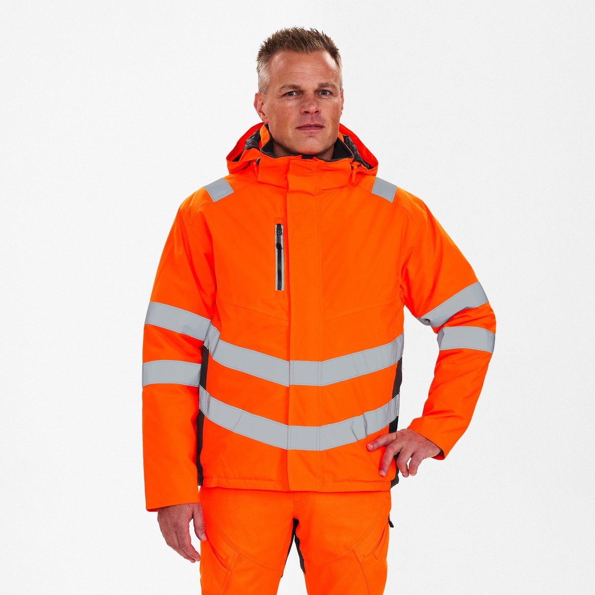 Engel Safety winterjack 1946-930 - Hi-vis Orange / Anthracite Grey - S