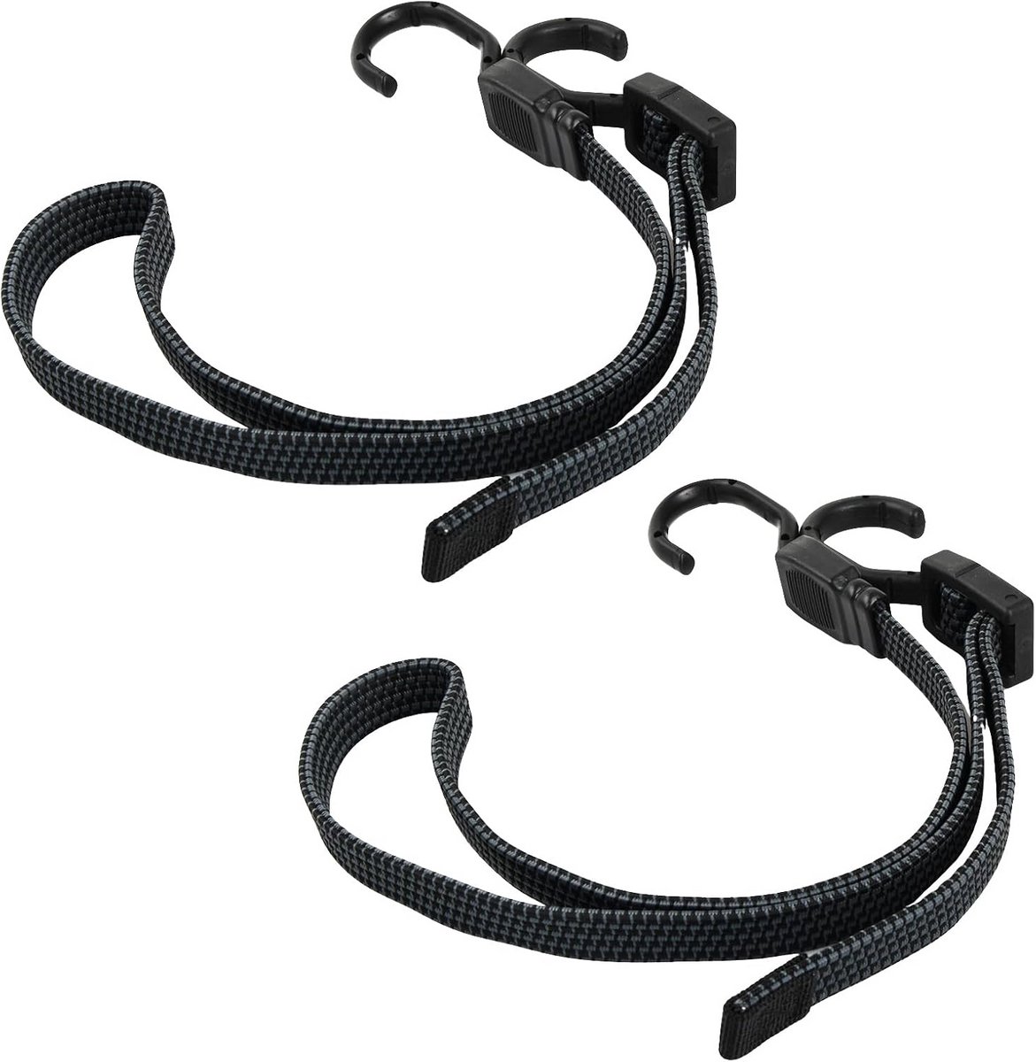 2x Verstelbare Rubberen Spanbanden met Haken, 100 cm Elastische Spanriemen voor Bagage en Transport