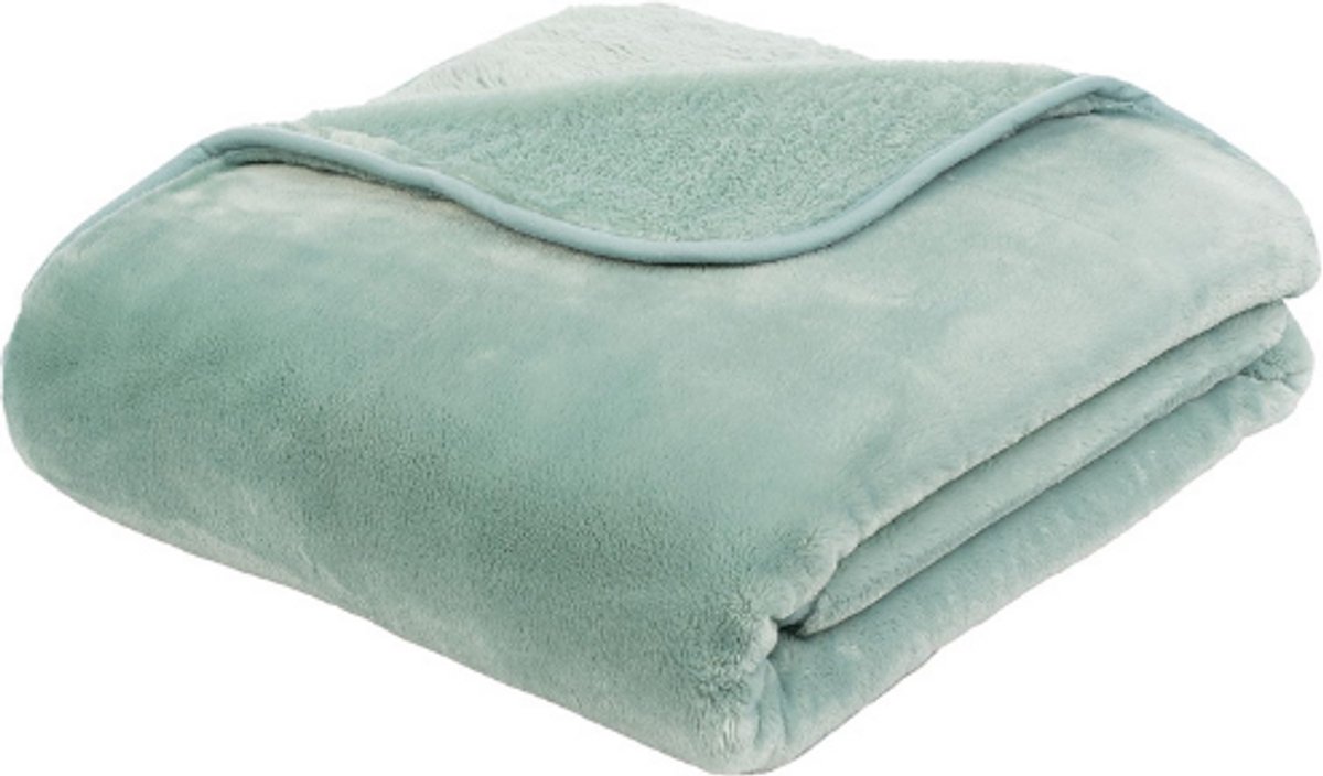 BOG Premium Plaid Met Cashmere Feel - Super Zachte Woondeken - 500 G/M² Extra Dikke Kwaliteit - 130 X 170 CM - Aqua Blauw aquatisch