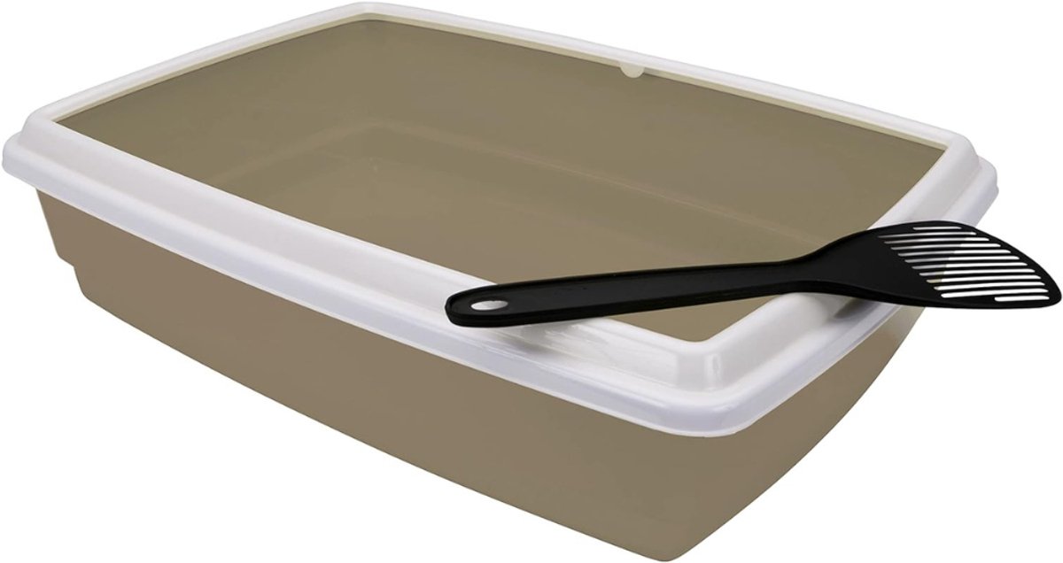 Aura® Open Kattenbak - Kattenbak met Rand - Kattentoilet Met Schepje -Groen- 44cm x 34cm x 11cm