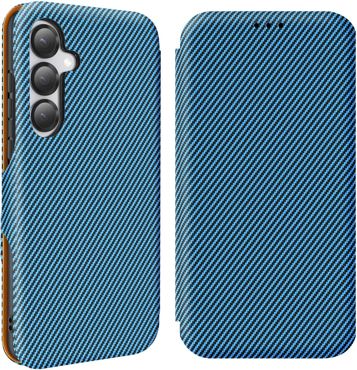Avizar Hoesje Geschikt voor Samsung S25 Koolstofvezel Anti-RFID, Blauw
