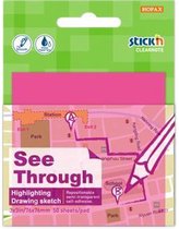 Stick'n Transparante Sticky Notes - 76x76mm - 50 Doorzichtige Notes - Magenta