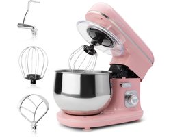 Aurixi® Mixer met Mengkom - Keukenmachine - Deegmixer - Inclusief Deeghaak en Garde - Roze- ‎21 cmx 35 cmx 32 cm