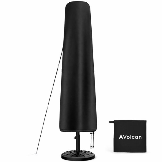 Volcan Parasolhoes voor Staande Parasol - Met Rits en Stok - Waterdicht - Oxford 420D - Tot 300cm - Zwart