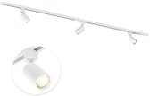 Focus III - Éclairage sur rail Monophasé - GU10 - 200cm - Forme en I - 3 spots - Système sur Rail - Wit