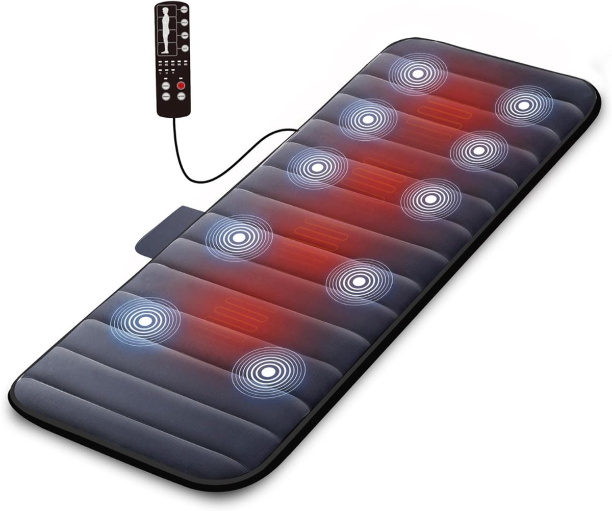 Aura® Massage Mattress 10 Modi- Massage Matras - Massage Matras Met Warmte - Donkergrijs - 170cm x 55cm x 5cm