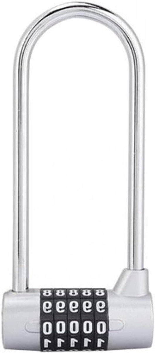 Combinatie hangslot met lange beugel voor gym locker, veiligheidsslot voor kast - 5-cijferig, verlengd model met code - Sportschool, gereedschapskist.