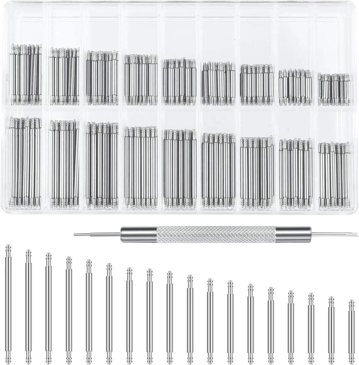 432 stuks horlogebandjes, schakelpinnen, veerpennen, horlogebanden, pennen - veerstaaf gereedschap - horloges - veerpengereedschap set - horlogemakersgereedschapset