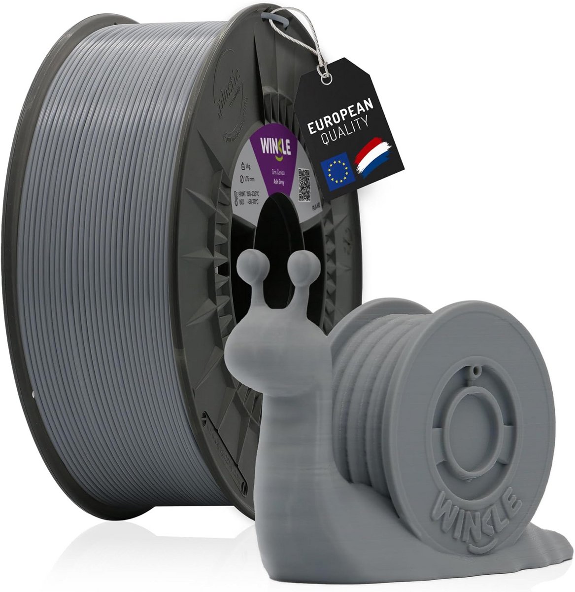 PLA 3D Printer Filament 1.75mm Asgrijs, 1kg Spoel - Milieuvriendelijk Materiaal voor 3D Printers