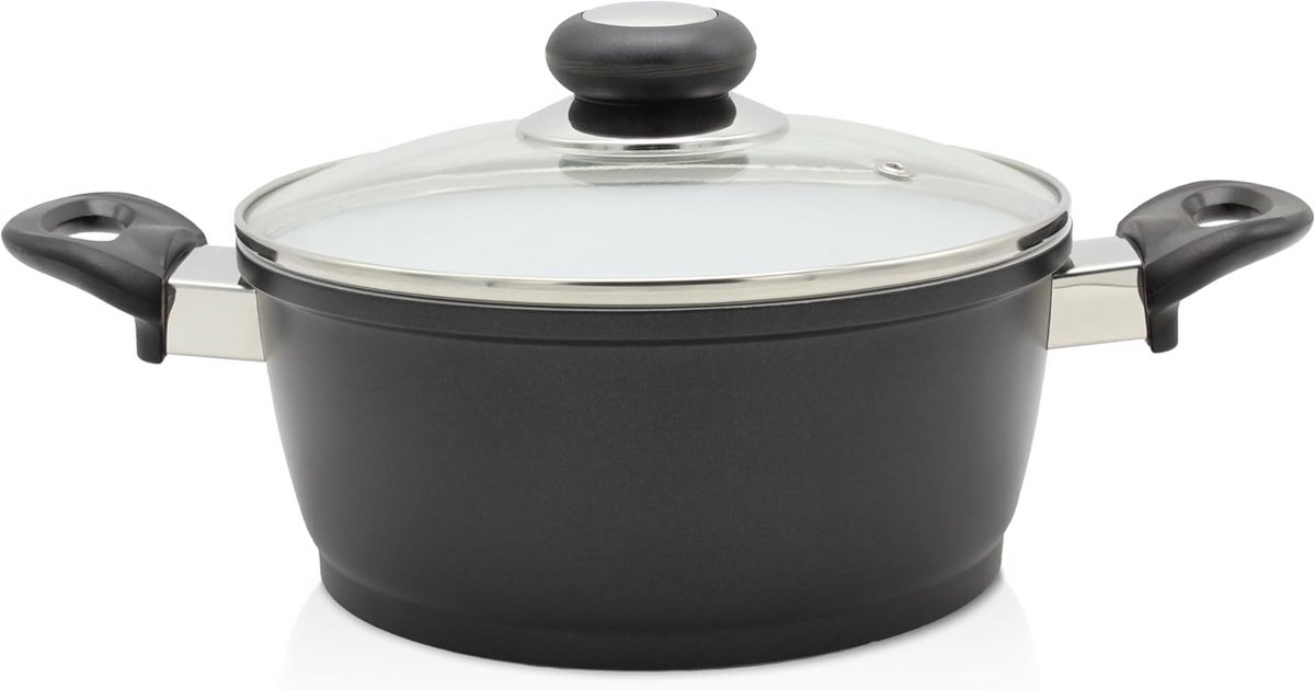 Grote Kookpot met Glazen Deksel - Geschikt voor Alle Warmtebronnen