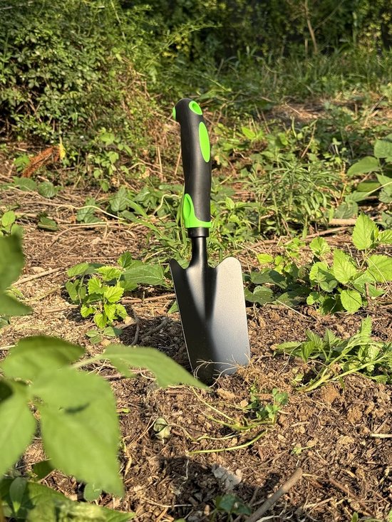 2 stuks tuingereedschap voor planten, verplanten en wieden - tuintroffel en kleine tuinschep van staal met ergonomisch handvat van Kinzo Garden — afbeelding 4