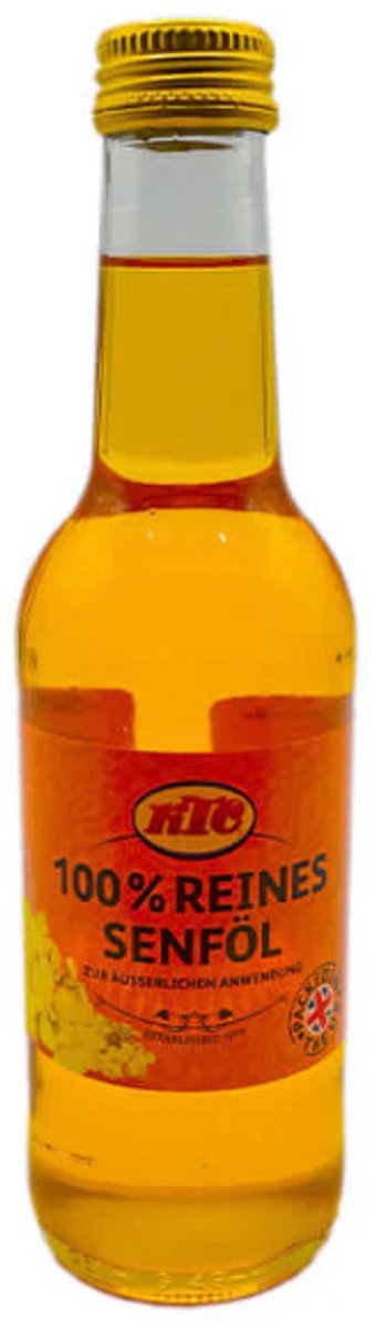 KTC 100% Pure Mosterdolie 500 ml - Niet Eetbaar | Voor Haarverzorging, Massage & Traditioneel Gebruik | Koudgeperste Senföl | Zonder Additieven met Kajal Sticker