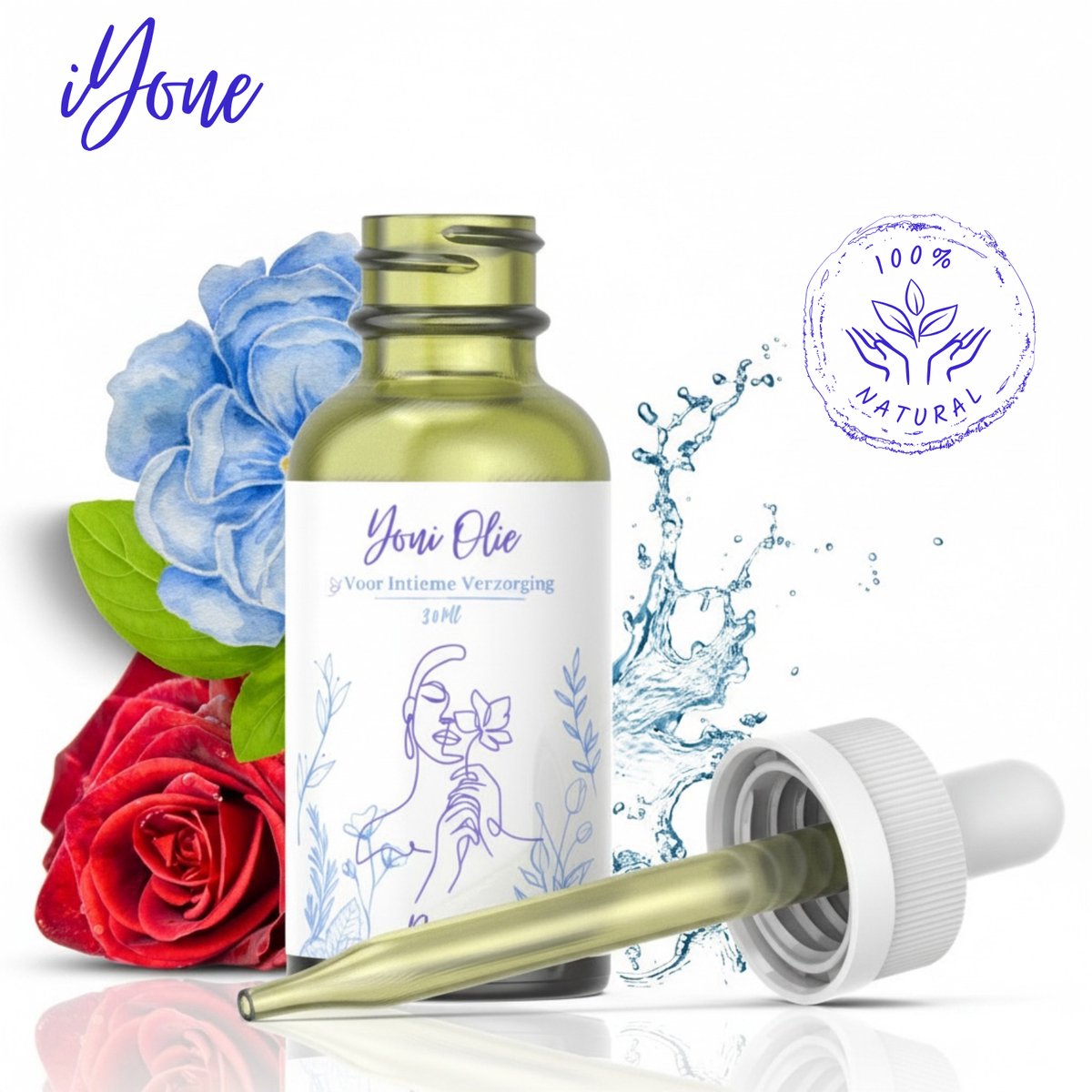 iYone Yoni Olie Roos - Intieme Verzorging - 100% Natuurlijk - 30ml